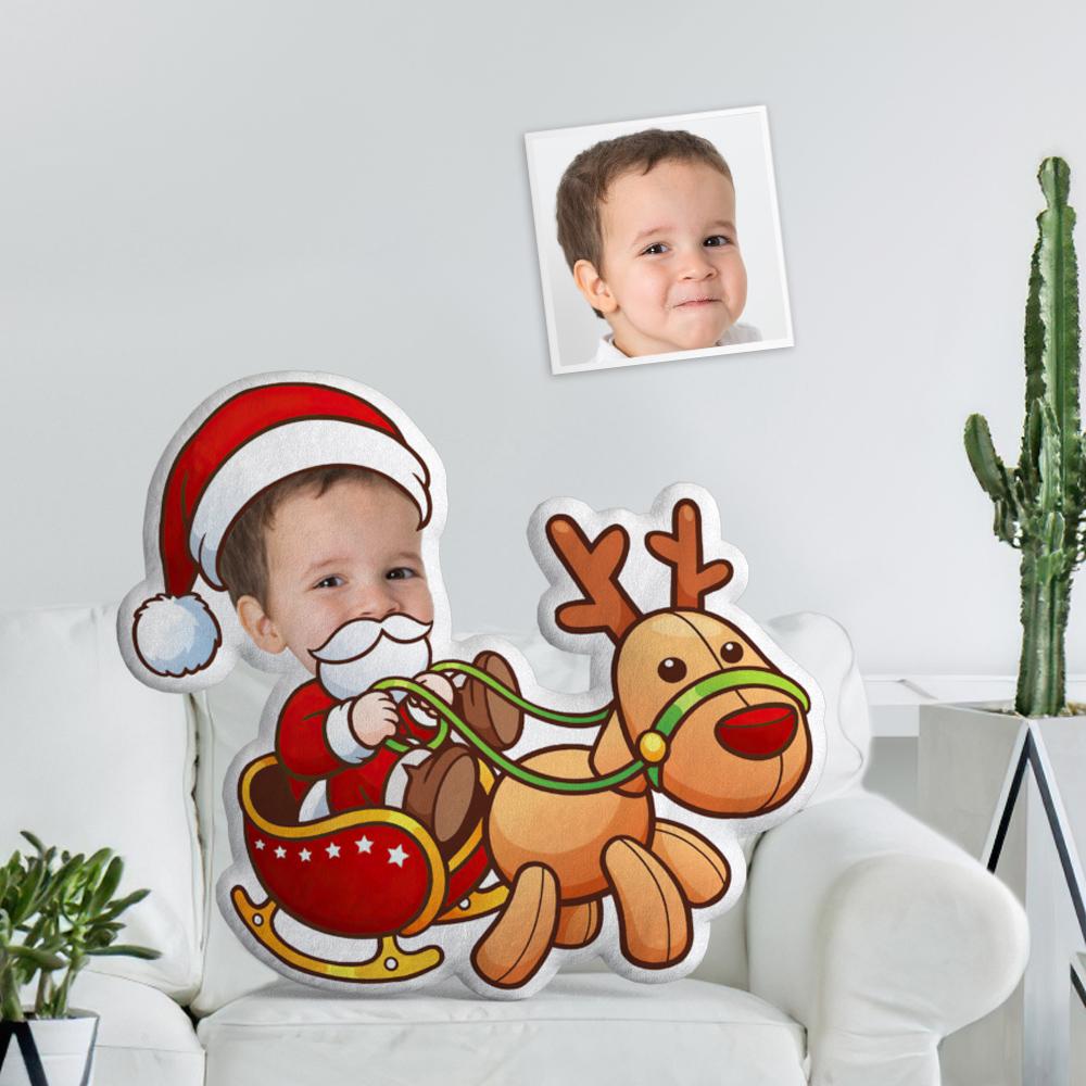 Custom Santa Minime Throw Pillow Unique Personalized Baby Riding A Christmas Carriage Minime Throw Pillow Give Your Child The Most Meaningful Gift