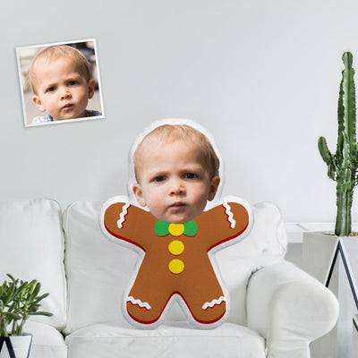 Custom Face Photo Minime Doll Unique Personalized Cute Gingerbread Man Throw Pillow The Most Funny Gift
