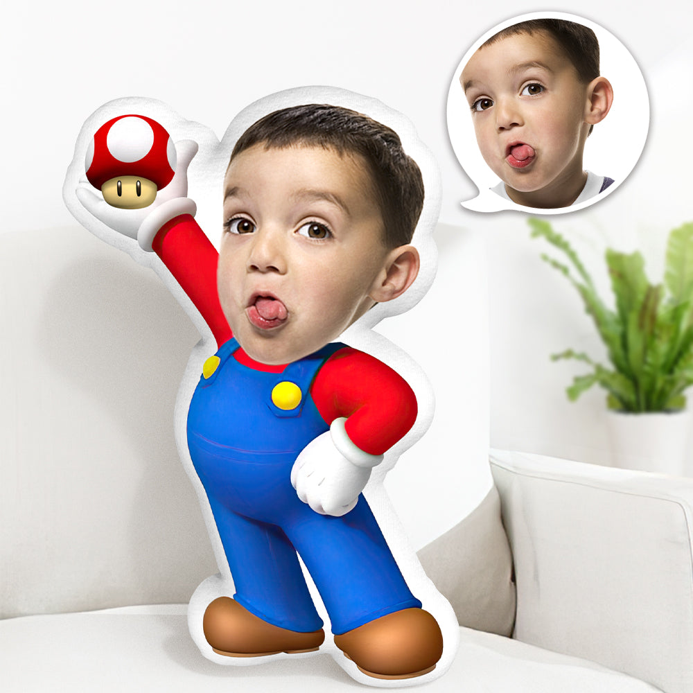 Mario Pillow Gifts Personalized Face Minime Doll Custom Photo Pillow Gifts