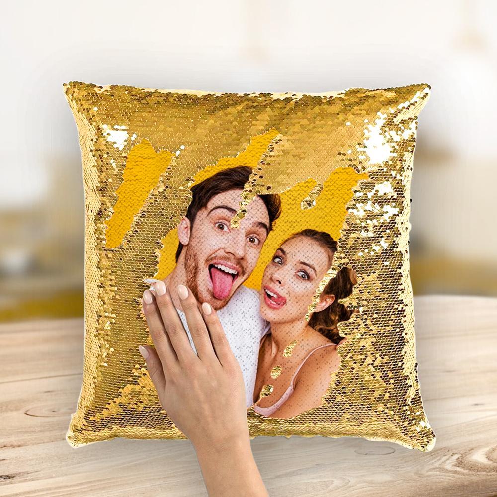 Custom Sequin Photo Pillow, Glitter Pillow With Hidden Picture, Multicolor 15.75''*15.75'', Gift For Her