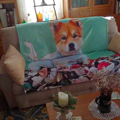 Custom Dog Blankets Personalized Pet Photo Blankets Painted Art Portrait Fleece Blanket Best Gift 2021 Pet Portrait Blanket