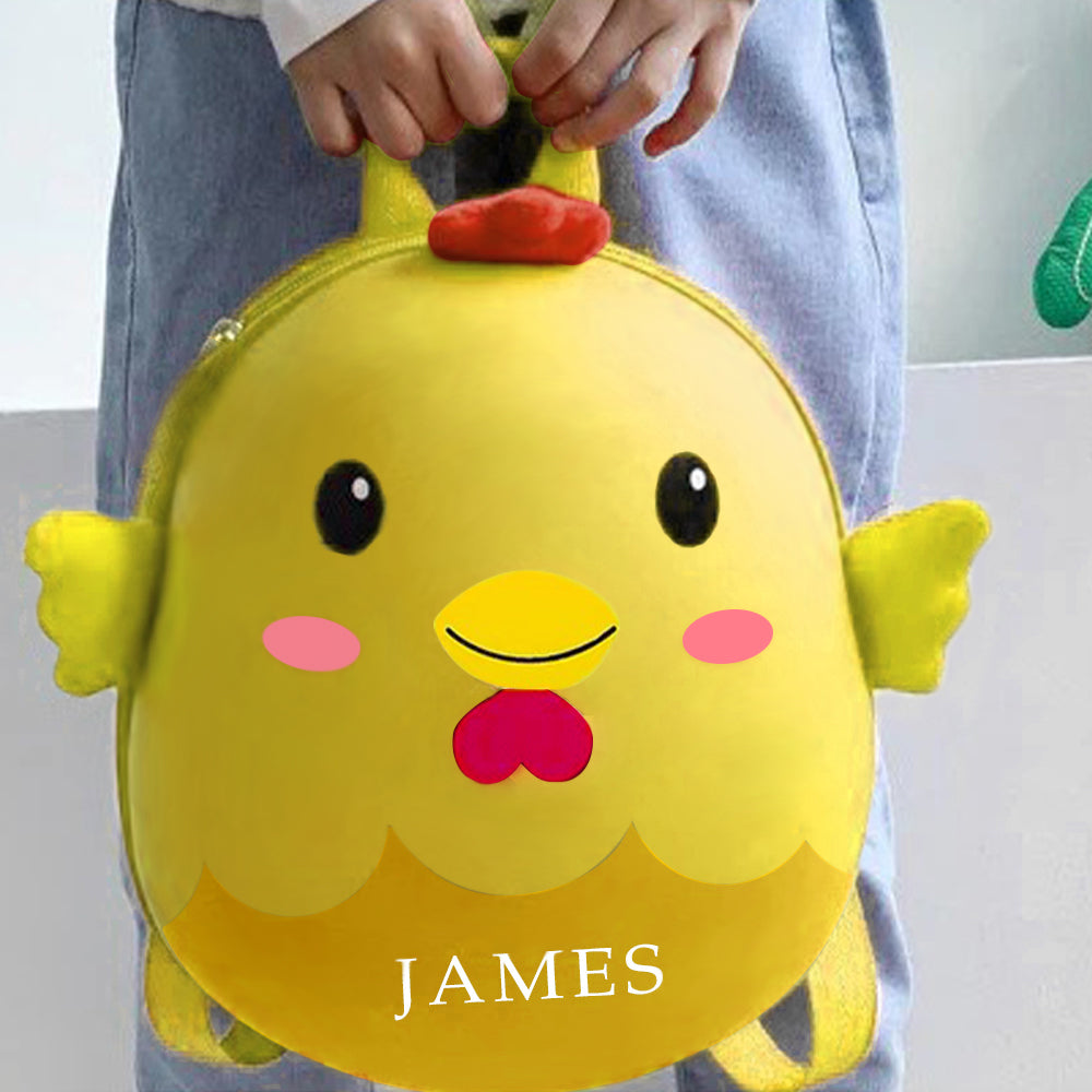 Custom Cartoon Backpack Toddler Backpack Chicken Shape Bag For Kids Engraved