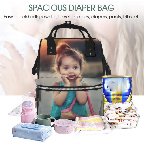 Back to School Gifts Personalized Photo Mommy Backpack Custom Diaper Bag Multi-pocket Bag
