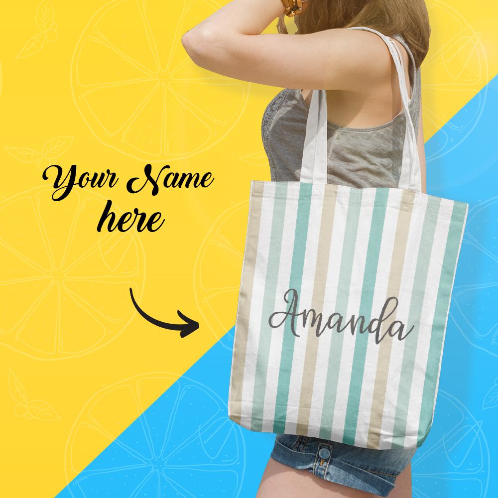 Gift for Mom Custom Shopping Bag With Your Name, Personalized Storage Handbag