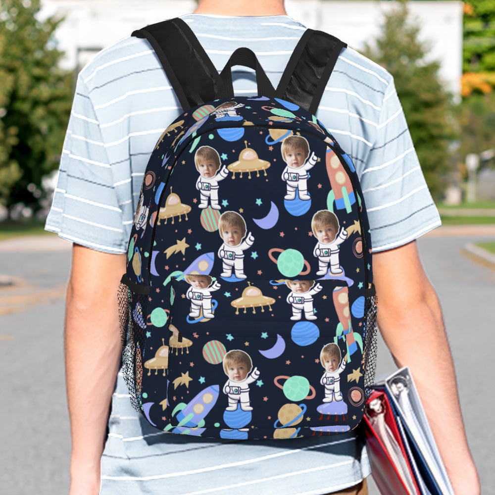 Custom Face Backpack Personalised Space School Bag for Kids