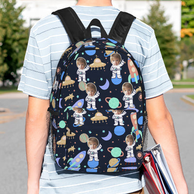 Custom Face Backpack Personalised Space School Bag for Kids - mysiliconefoodbag