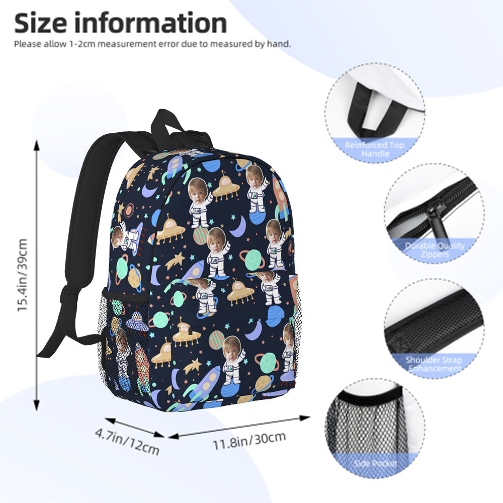 Custom Face Backpack Personalised Space School Bag for Kids