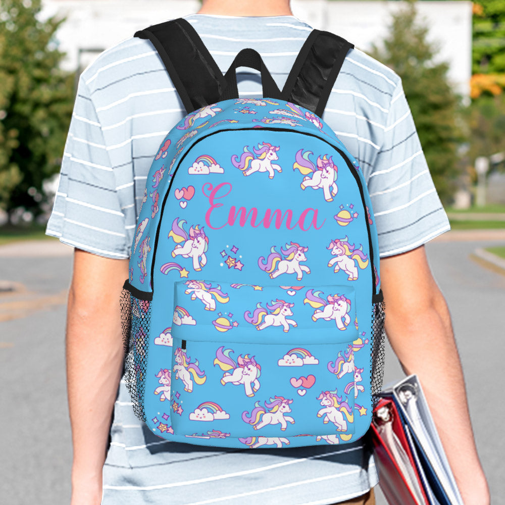 Custom Name Backpack Personalised Unicorn School Bag