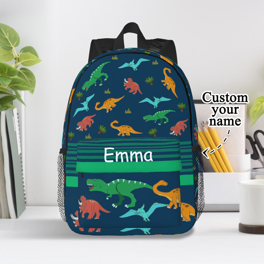 Custom Name Backpack Personalised  Dinosaur School Bag