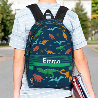Custom Name Backpack Personalised  Dinosaur School Bag - mysiliconefoodbag