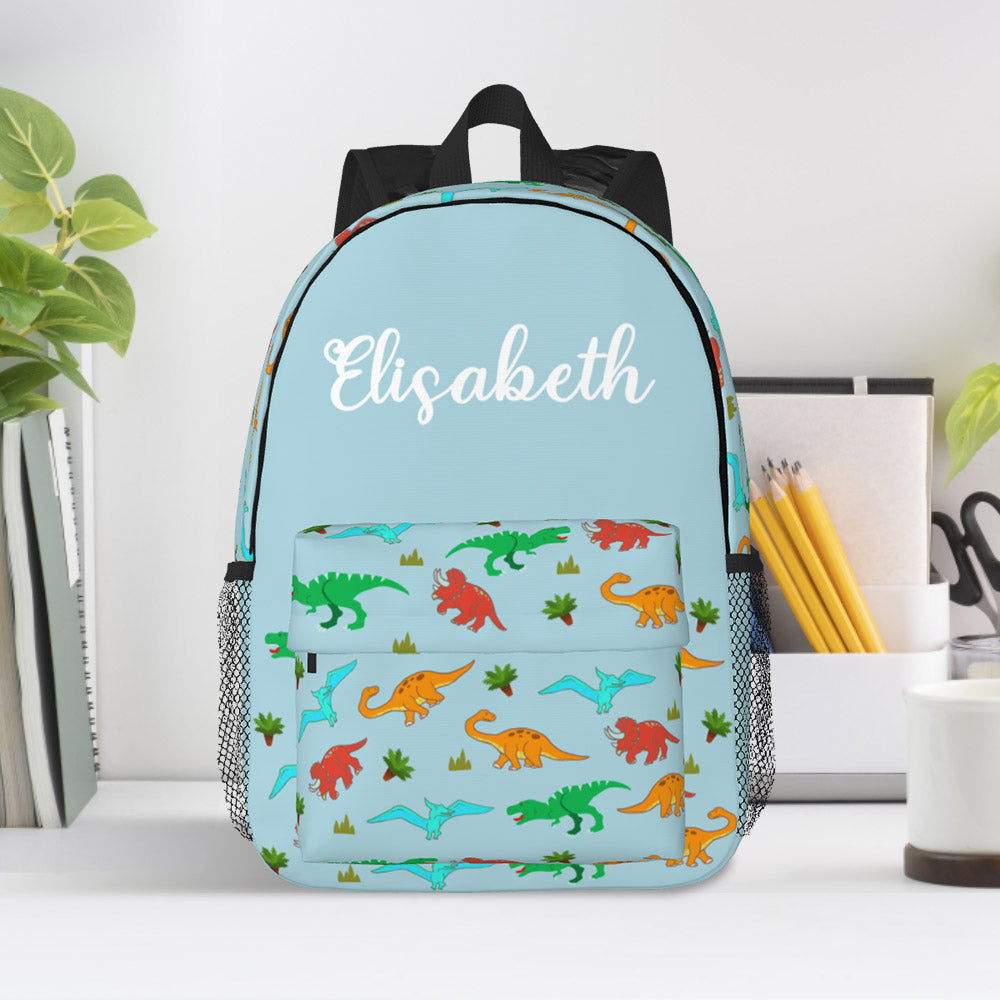 Custom Name Backpack Personalised Dinosaur School Bag for Kids