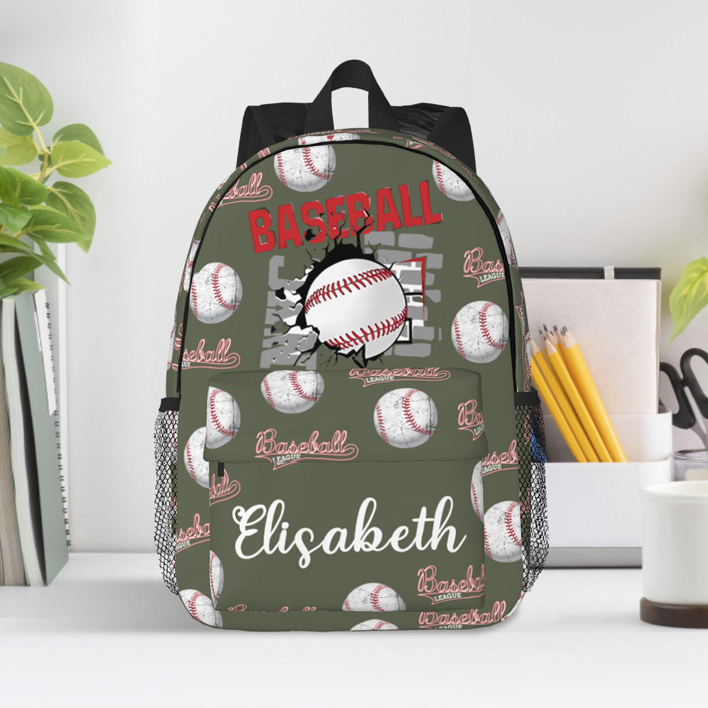 Custom Name Backpack Personalised Baseball School Bag for Kids