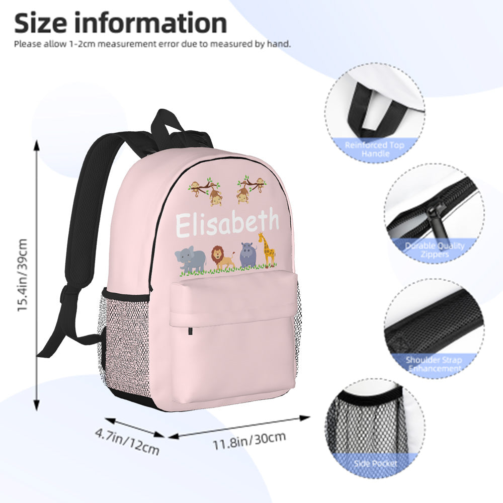 Custom Name Backpack Personalised Cute Animals School Bag for Kids