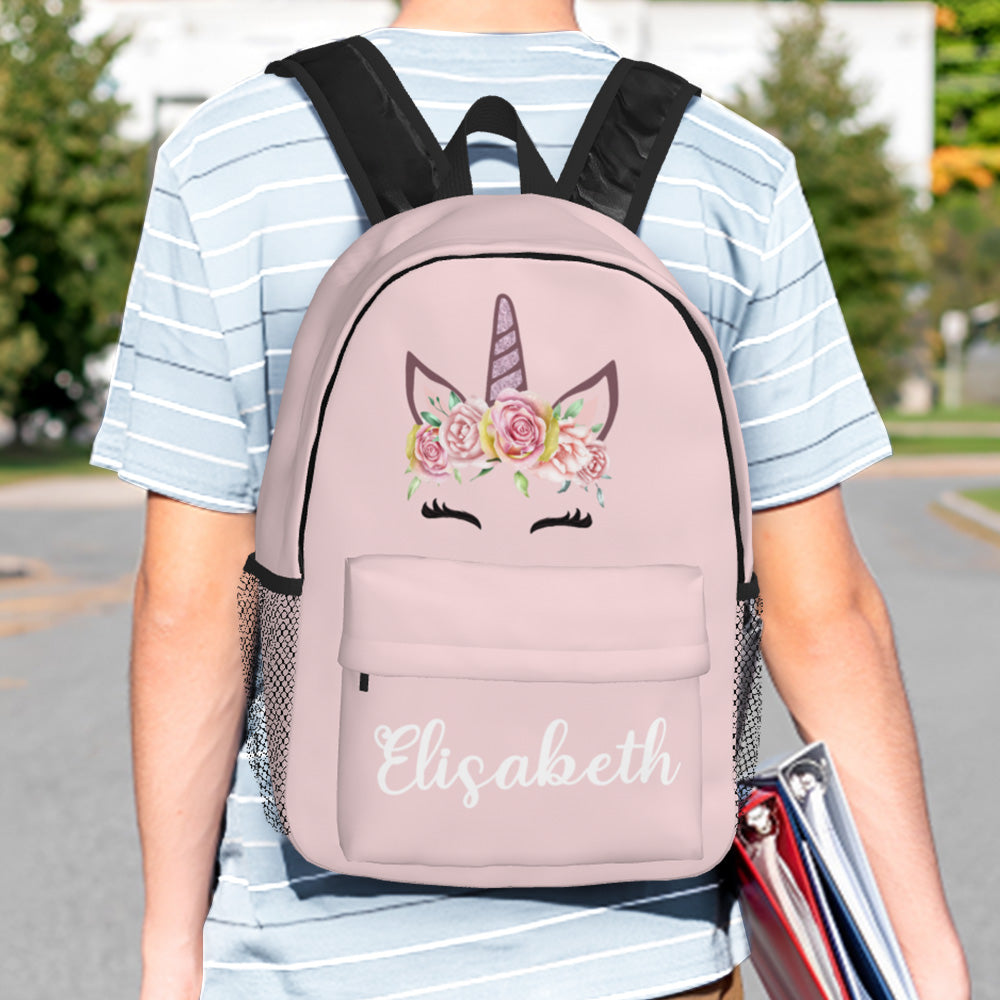 Custom Name Backpack Personalised Unicorn School Bag for Kids