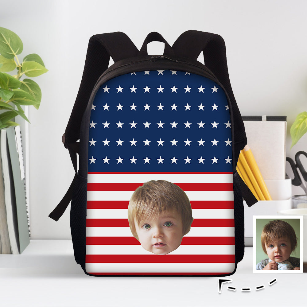 Custom Face Backpack Personalised Flag School Bag for Students
