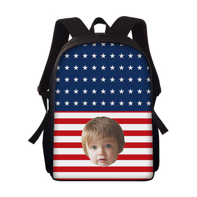 Custom Face Backpack Personalised Flag School Bag for Students - mysiliconefoodbag