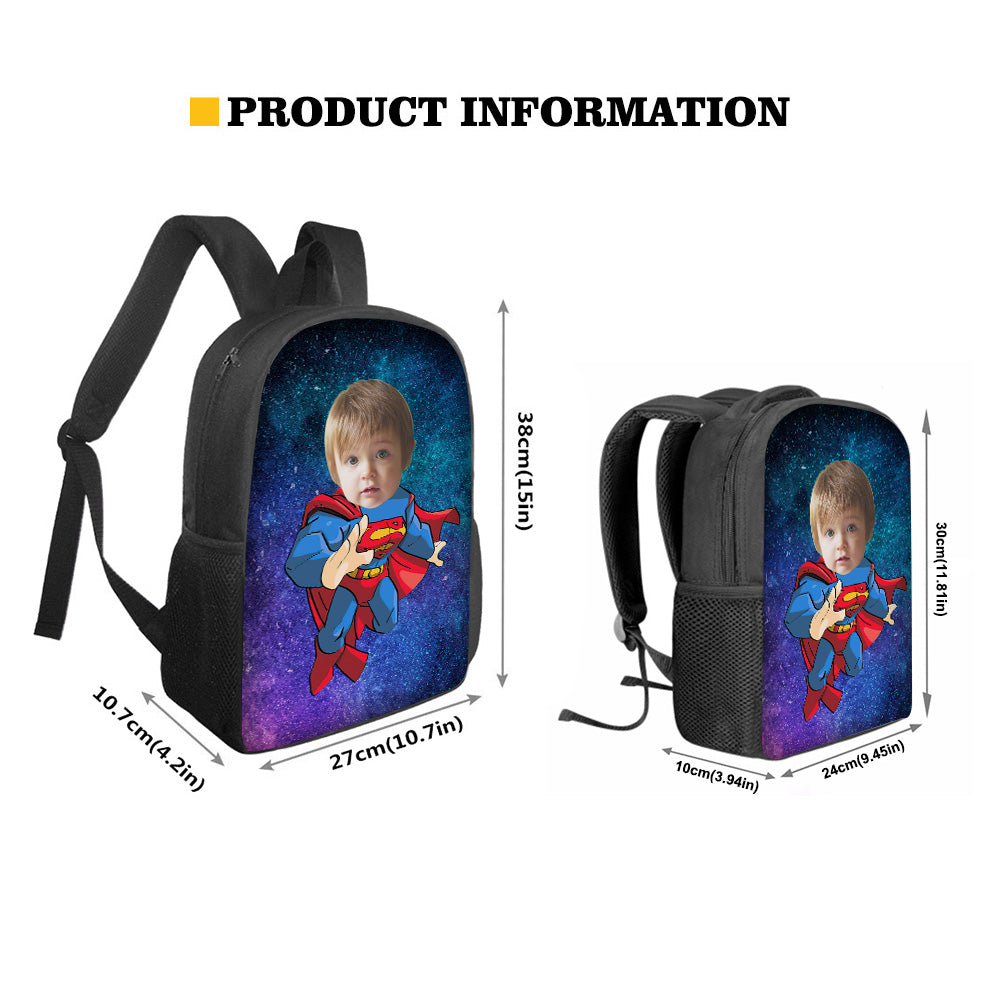 Custom Face Backpack Personalised Starry Sky School Bag for Students