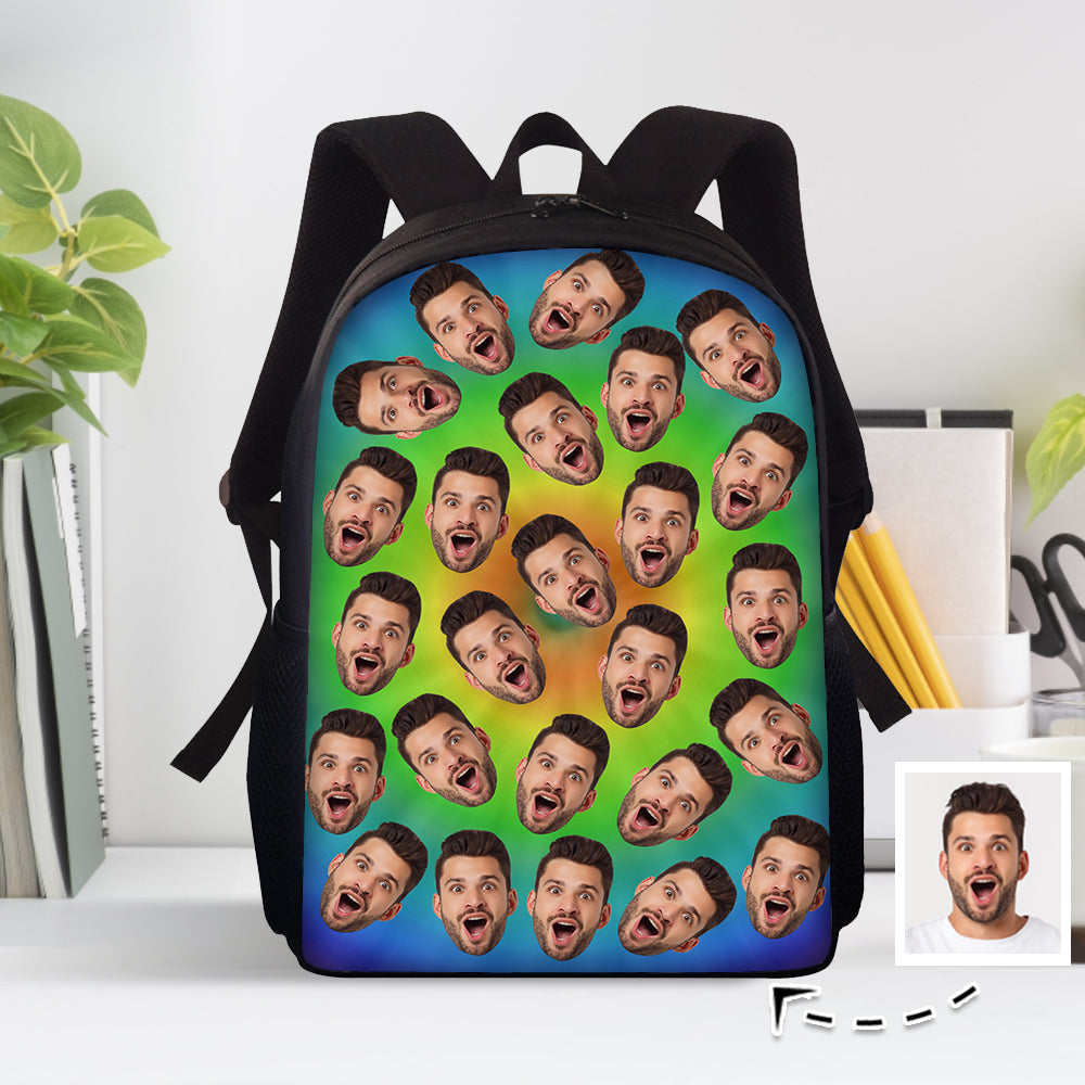 Custom Face Backpack Personalised Multicolor School Bag for Boys Girls