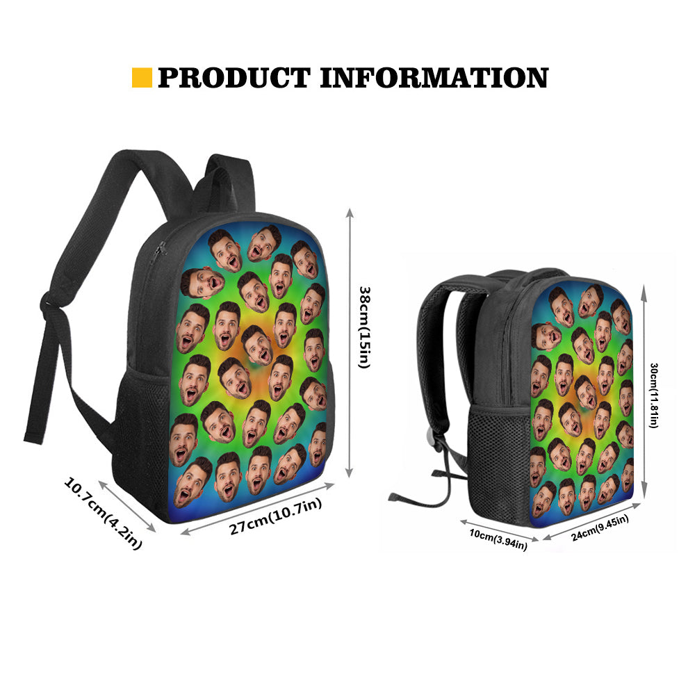 Custom Face Backpack Personalised Multicolor School Bag for Boys Girls