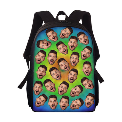 Custom Face Backpack Personalised Multicolor School Bag for Boys Girls - mysiliconefoodbag