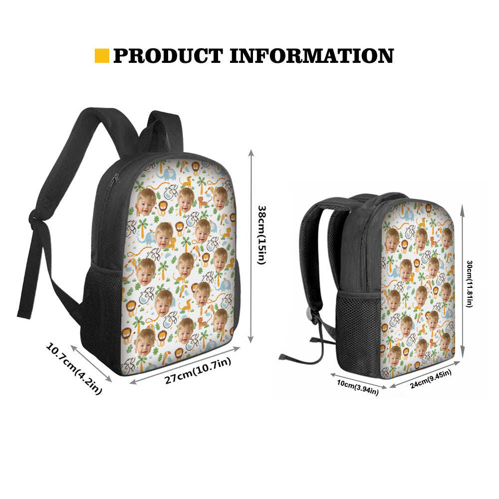 Custom Face Backpack Personalised Animal School Bag for Kids