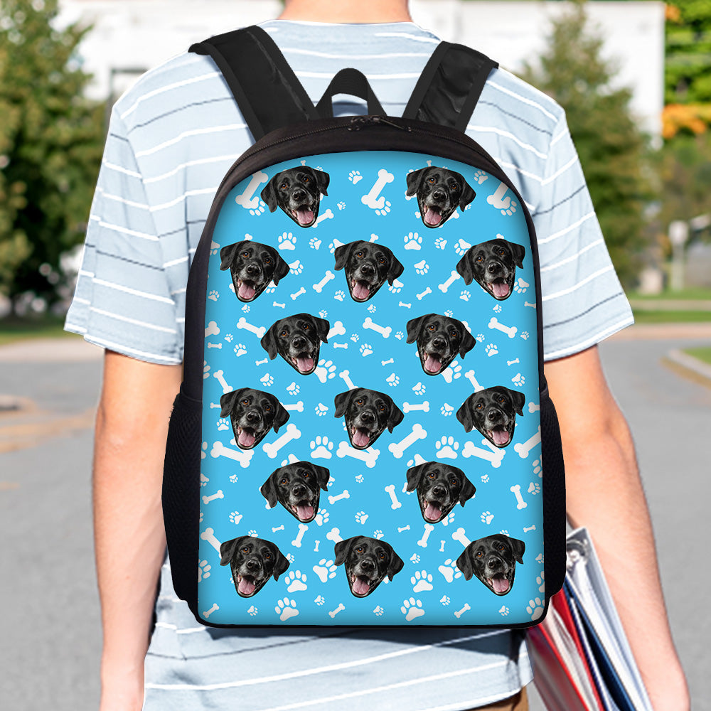 Custom Face Backpack Personalised Pet Paw Prints School Bag