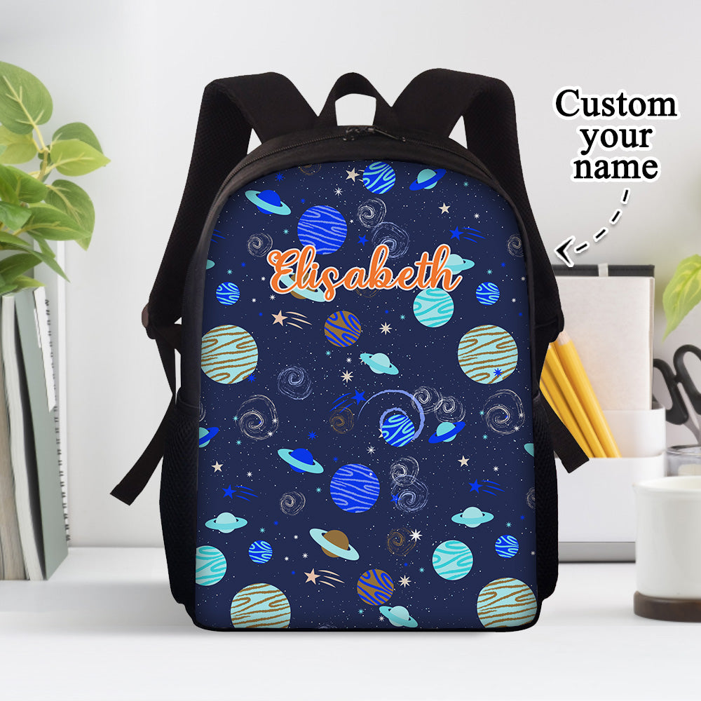 Custom Name Backpack Personalised Planet School Bag for Kids