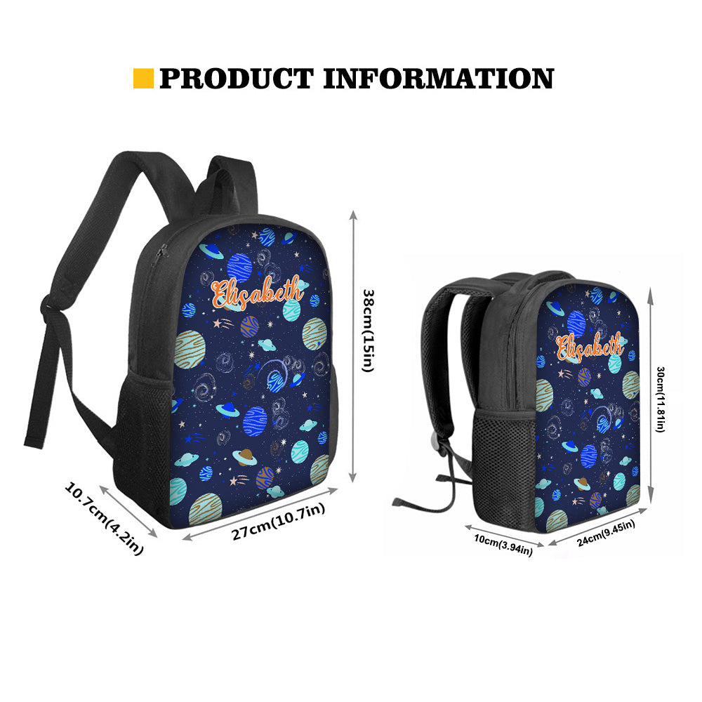 Custom Name Backpack Personalised Planet School Bag for Kids