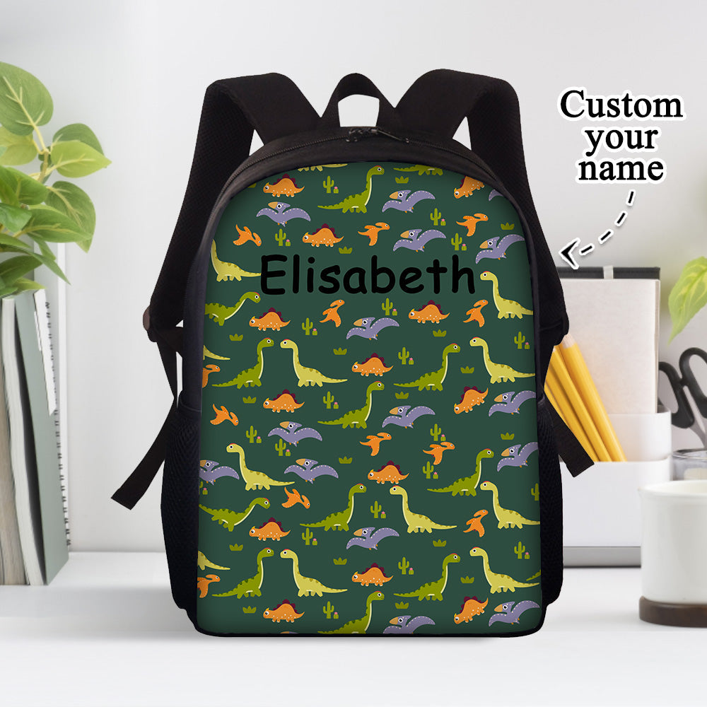 Custom Name Backpack Personalised Dinosaur School Bag for Boys Girls