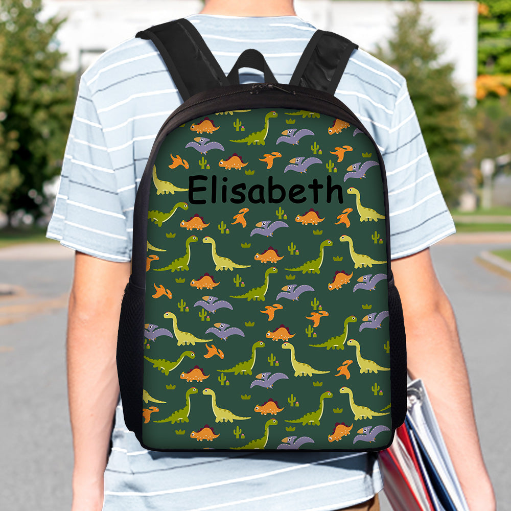 Custom Name Backpack Personalised Dinosaur School Bag for Boys Girls