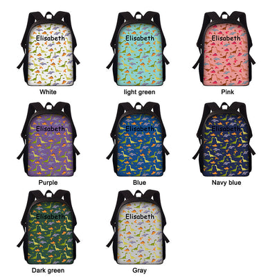 Custom Name Backpack Personalised Dinosaur School Bag for Boys Girls - mysiliconefoodbag
