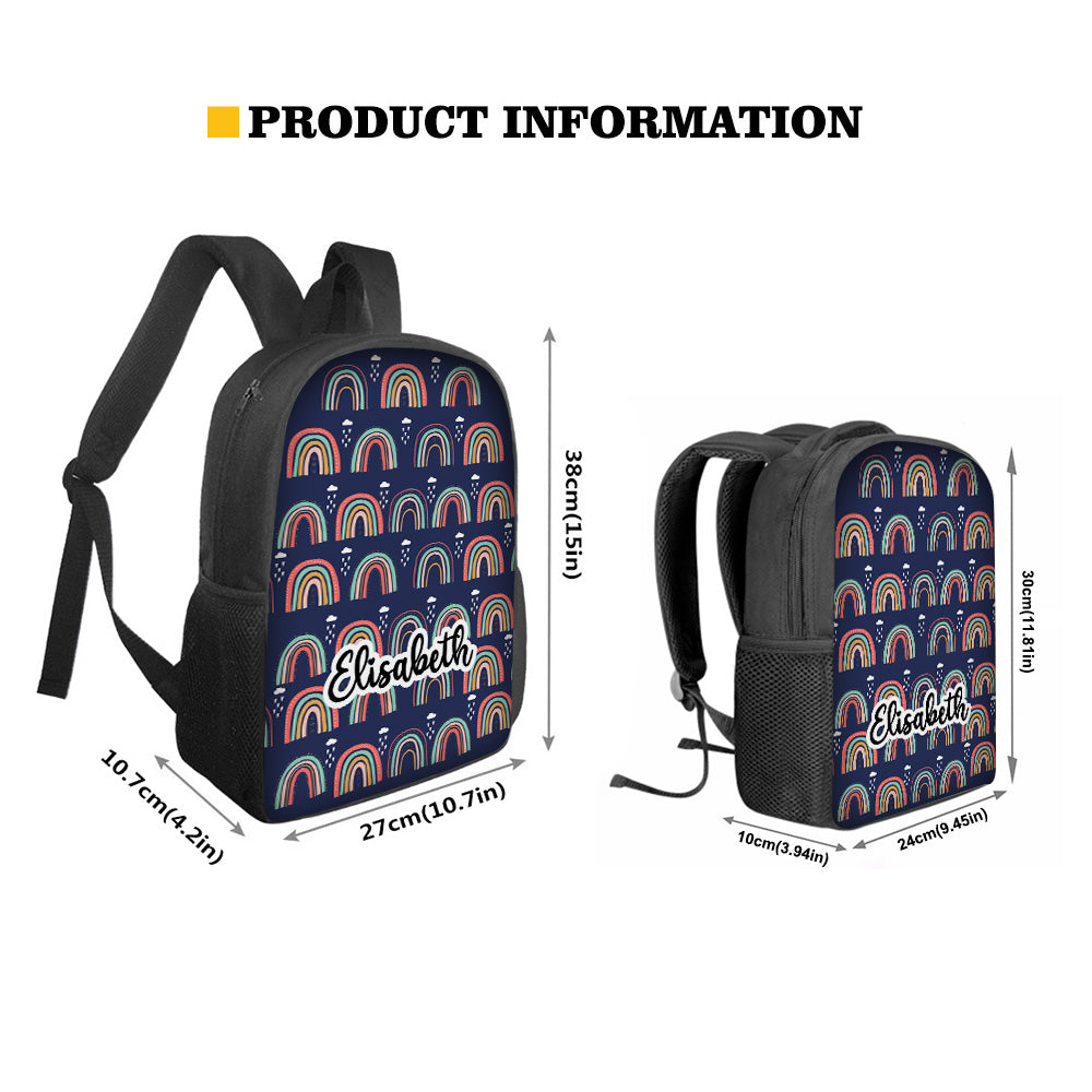 Custom Name Backpack Personalised Rainbow School Bag for Boys Girls