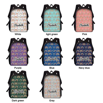 Custom Name Backpack Personalised Rainbow School Bag for Boys Girls - mysiliconefoodbag