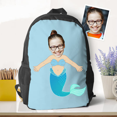 personalized photo backpacks minime bookbags back to school gifts for girls blue mermaid gifts