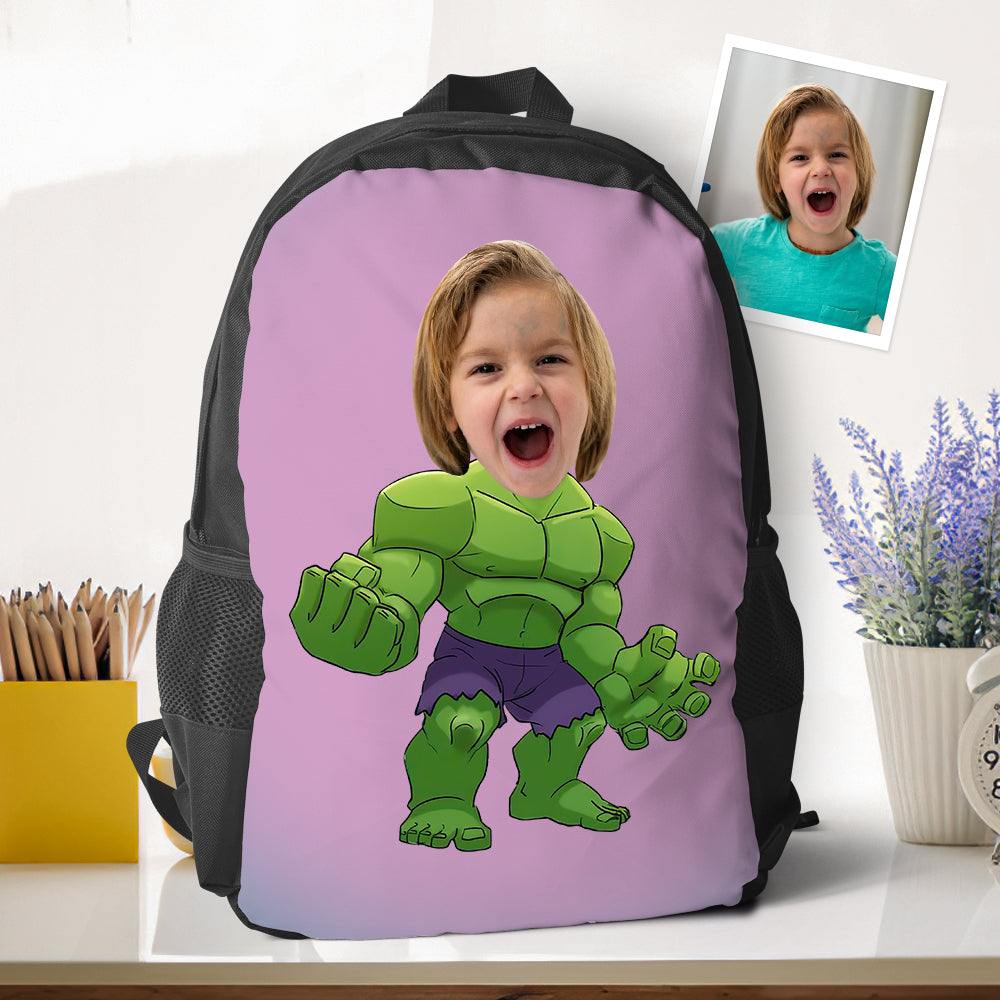 Custom Picture Hulk Backpacks Minime School Bookbags Back To School Gifts For Boys Unique Gifts