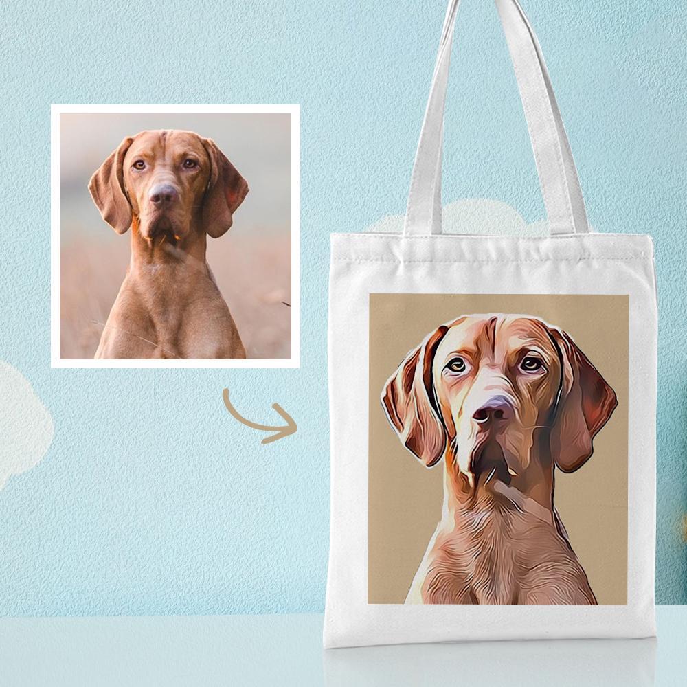 Custom Pet Portrait Canvas Tote Bag Personalized Canvas Bags DIY Gift