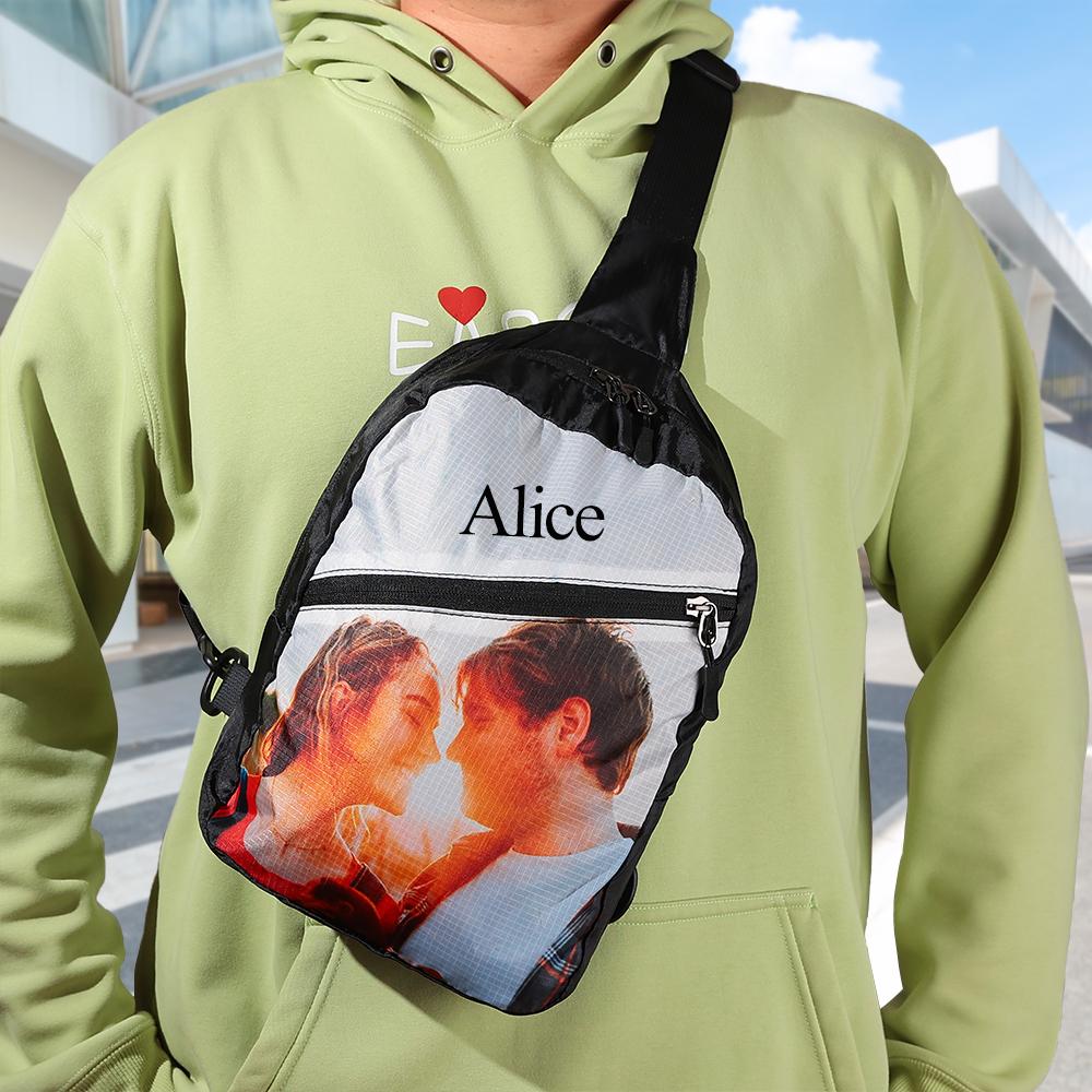 Back to School Custom Photo Engraved Chest Bag Crossbody Shoulder Backpack Gift for Men & Women