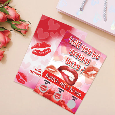Red Lips Scratch Card Surprise Funny Scratch off Card Match 3 to Win Card - mysiliconefoodbag