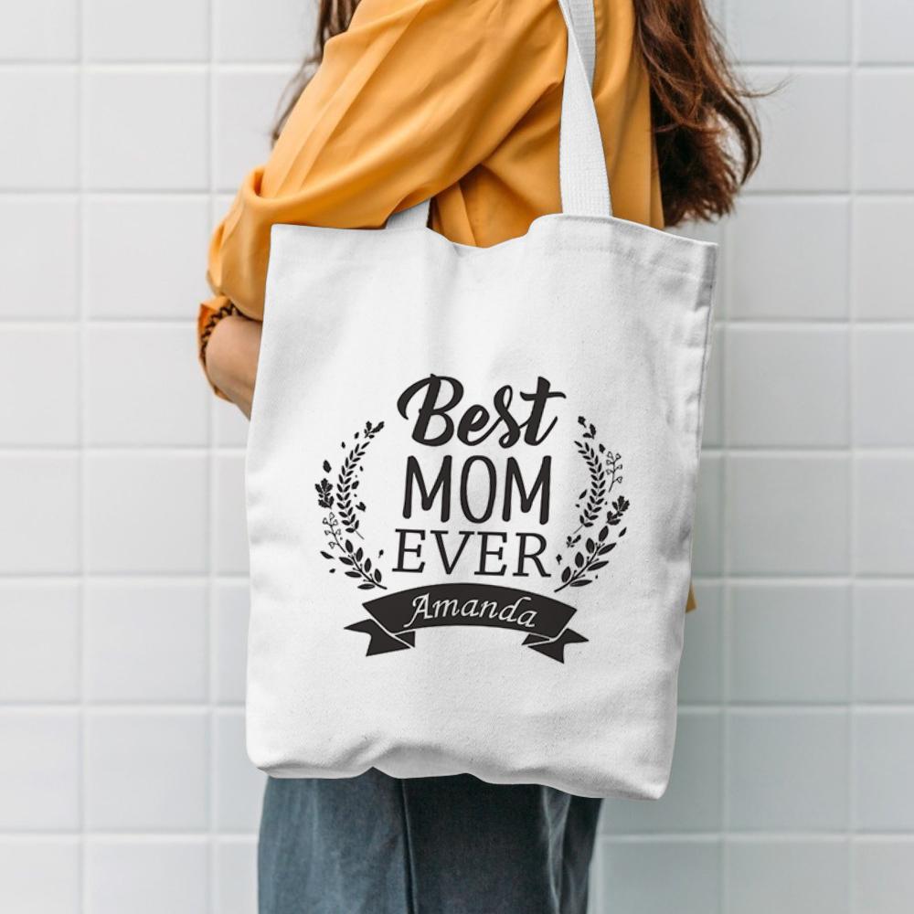 Gift for Mom Custom Large Canvas Tote Bag For Mom Personalized Heavy Duty Storage Handbag