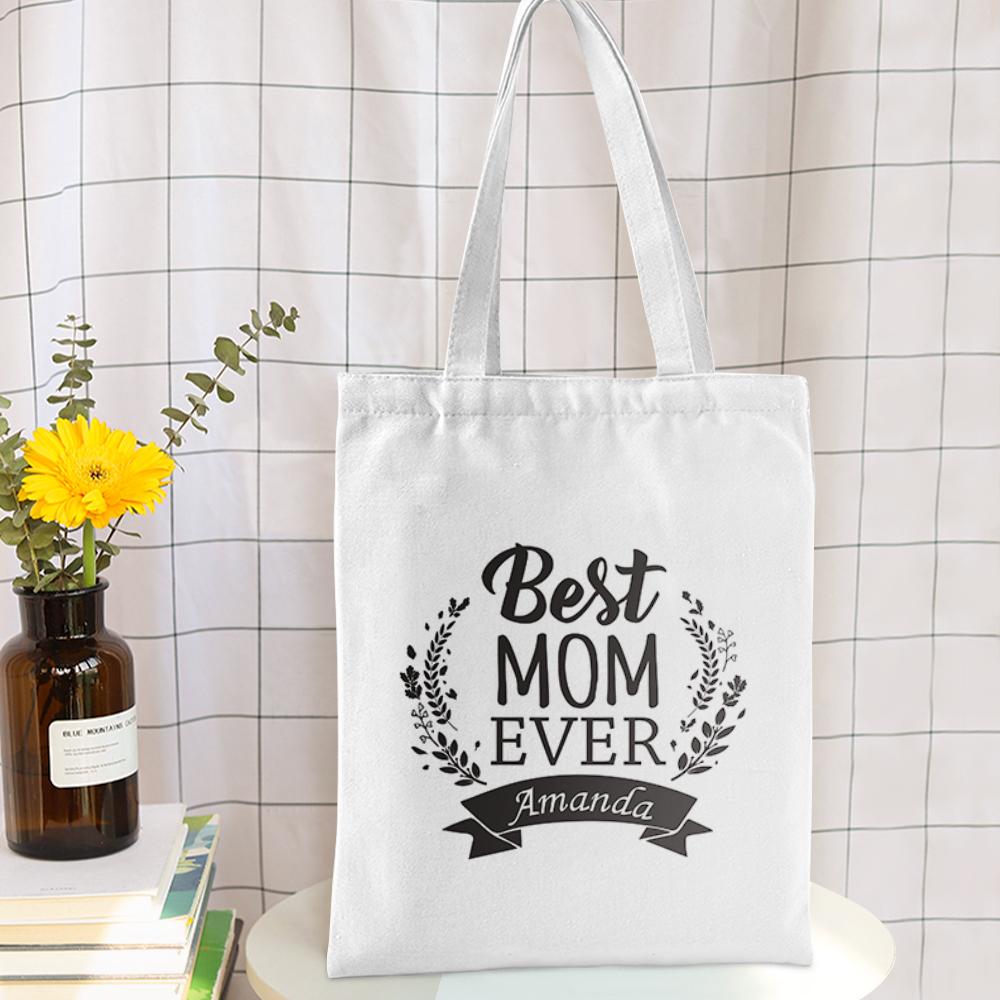 Gift for Mom Custom Large Canvas Tote Bag For Mom Personalized Heavy Duty Storage Handbag