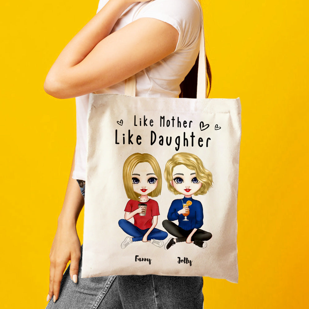Mother's Gift Personalized Tote Bag Like Mother Like Daughter