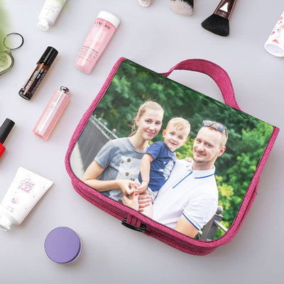 Custom Photo Hanging Toiletry Bag Personalized Cosmetic Makeup Travel Organizer for Men and Women - mysiliconefoodbag