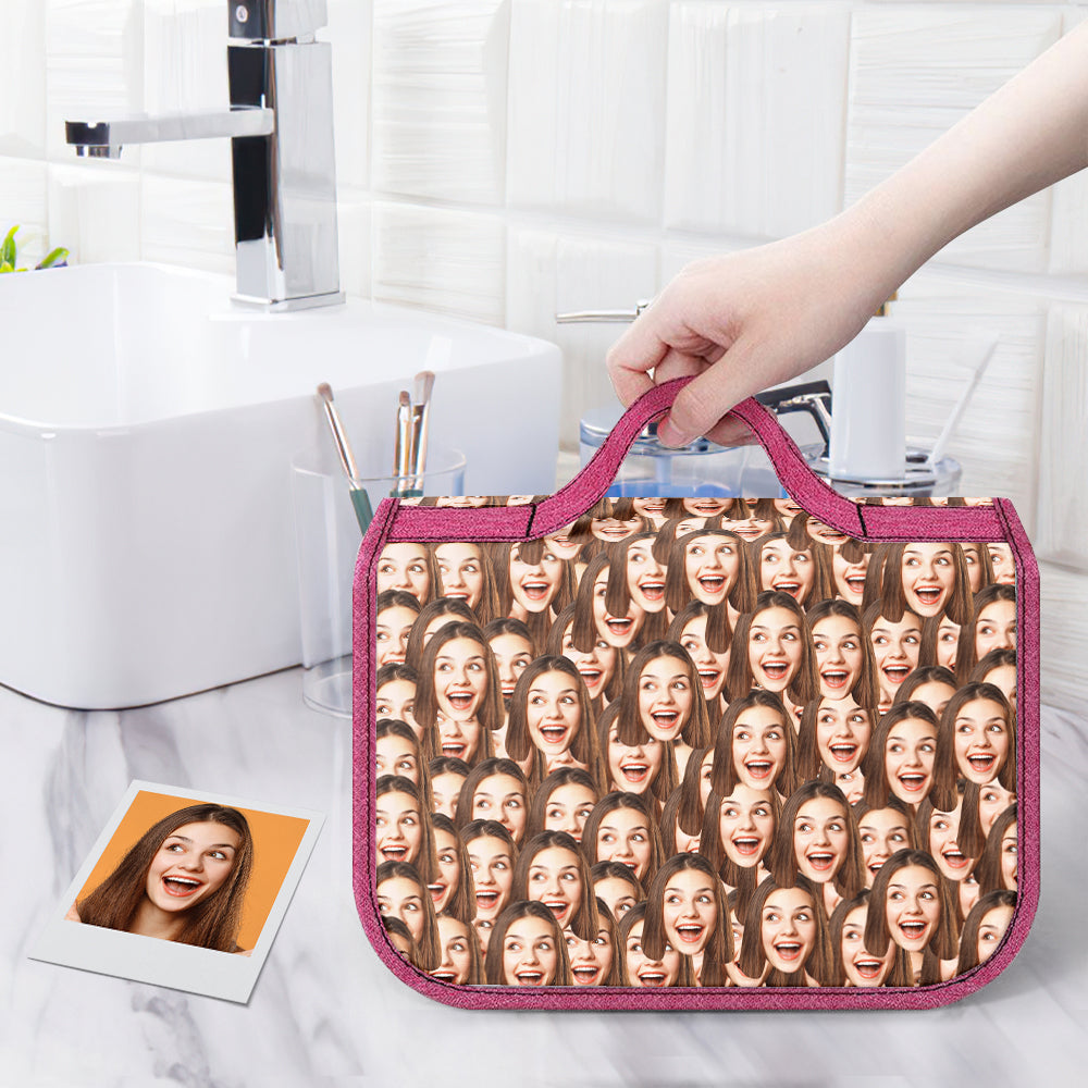 Custom Face Hanging Toiletry Bag Personalized Cosmetic Makeup Travel Organizer for Men and Women