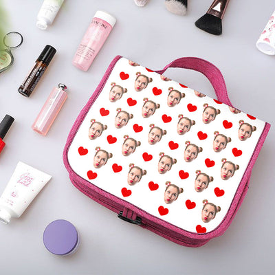 Custom Face Hanging Toiletry Bag Personalized White Cosmetic Makeup Travel Organizer for Men and Women - mysiliconefoodbag