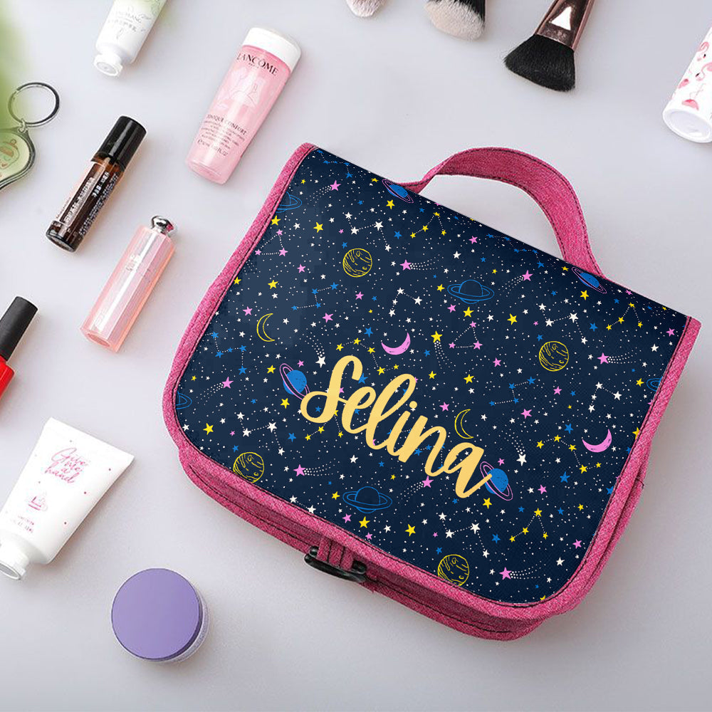 Custom Hanging Toiletry Bag Personalized Starry Sky Cosmetic Makeup Travel Organizer for Men and Women
