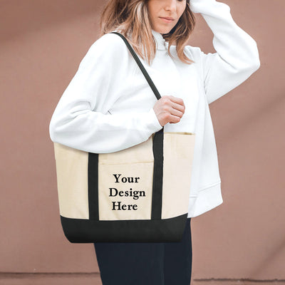 Custom Logo Canvas Tote Bag Personalized Beach Bag Gift for Women - mysiliconefoodbag