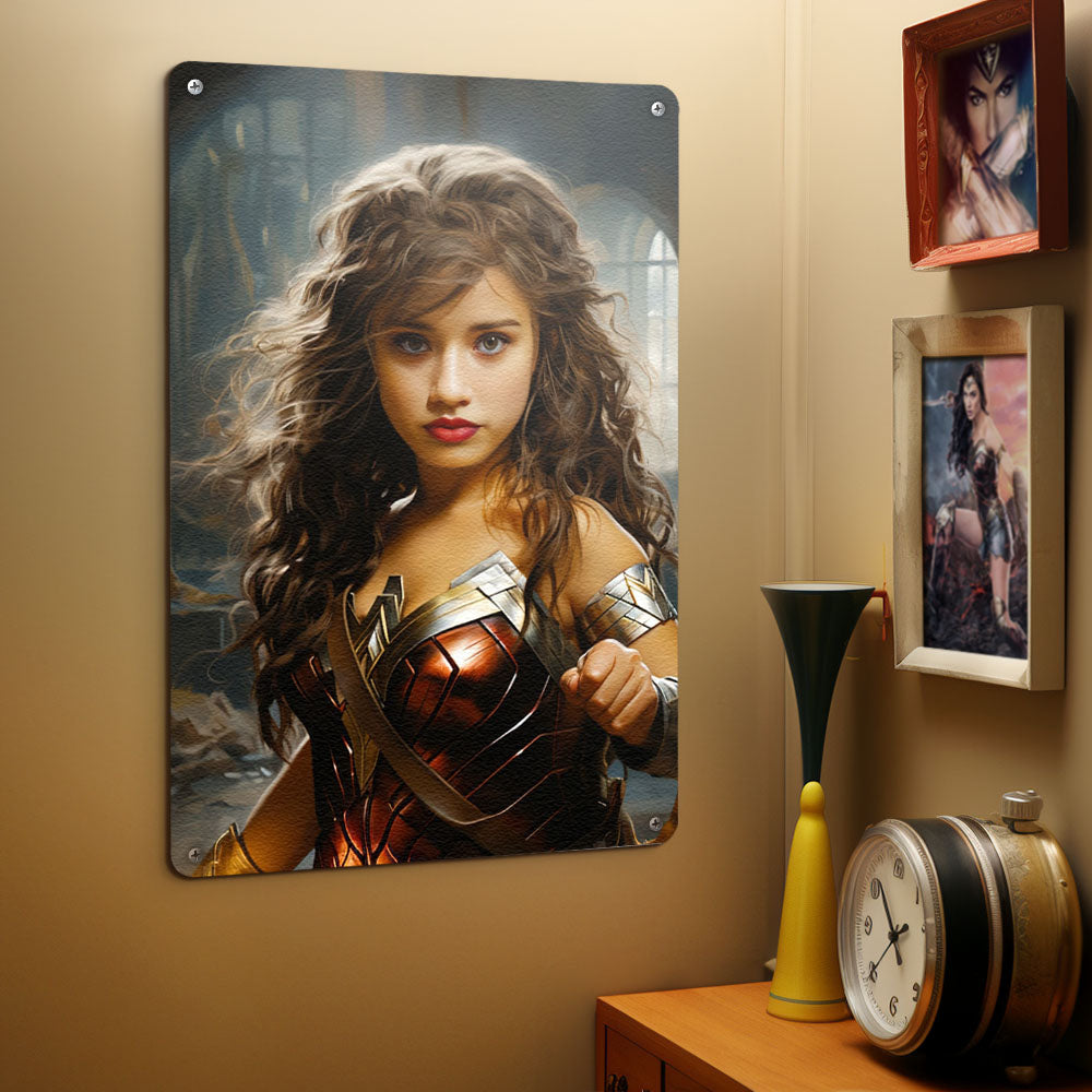 Personalized Face Wonder Woman Metal Poster Custom Photo Portrait Gifts for Her