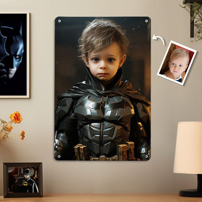 Personalized Face Batman Metal Poster Custom Photo Portrait Gifts for Kids - mysiliconefoodbag