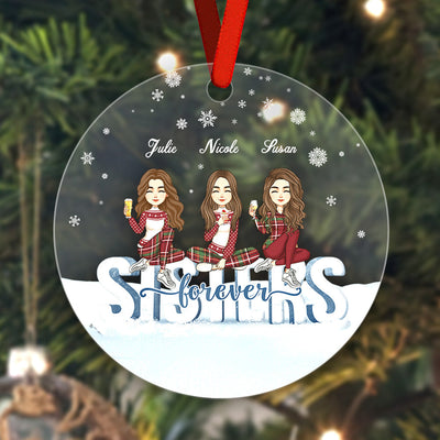 Sisters Ornaments Personalized Hairstyle Clothes Name Christmas Gifts - mysiliconefoodbag