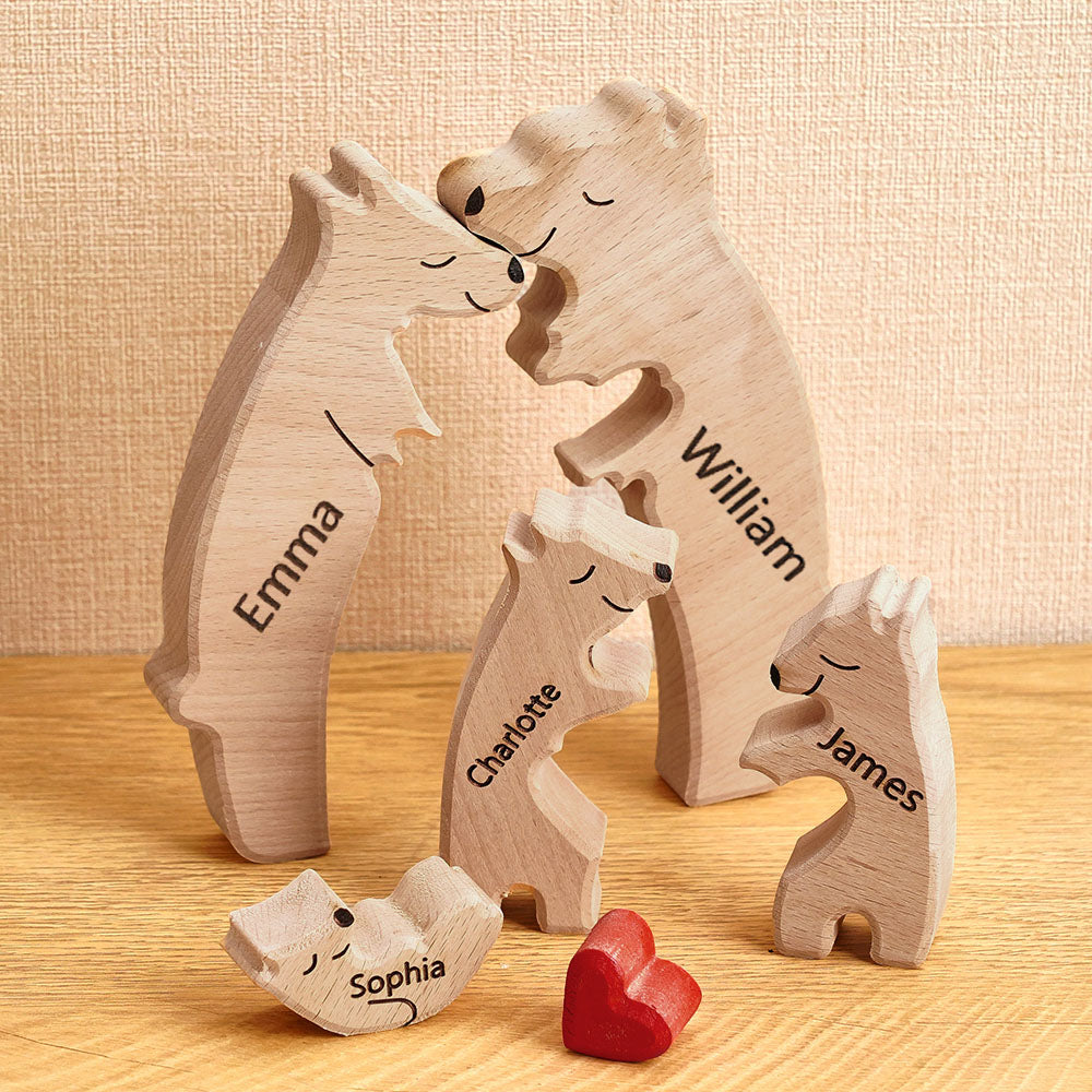 Custom Names Wooden Bears Family Puzzle Home Decor Gifts